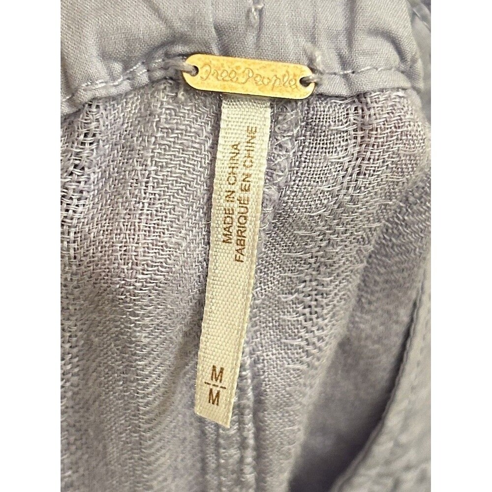Free People Only Over You 100% Linen Paper-Bag Pants Elastic Waist Lavender Sz M - Picture 8 of 10